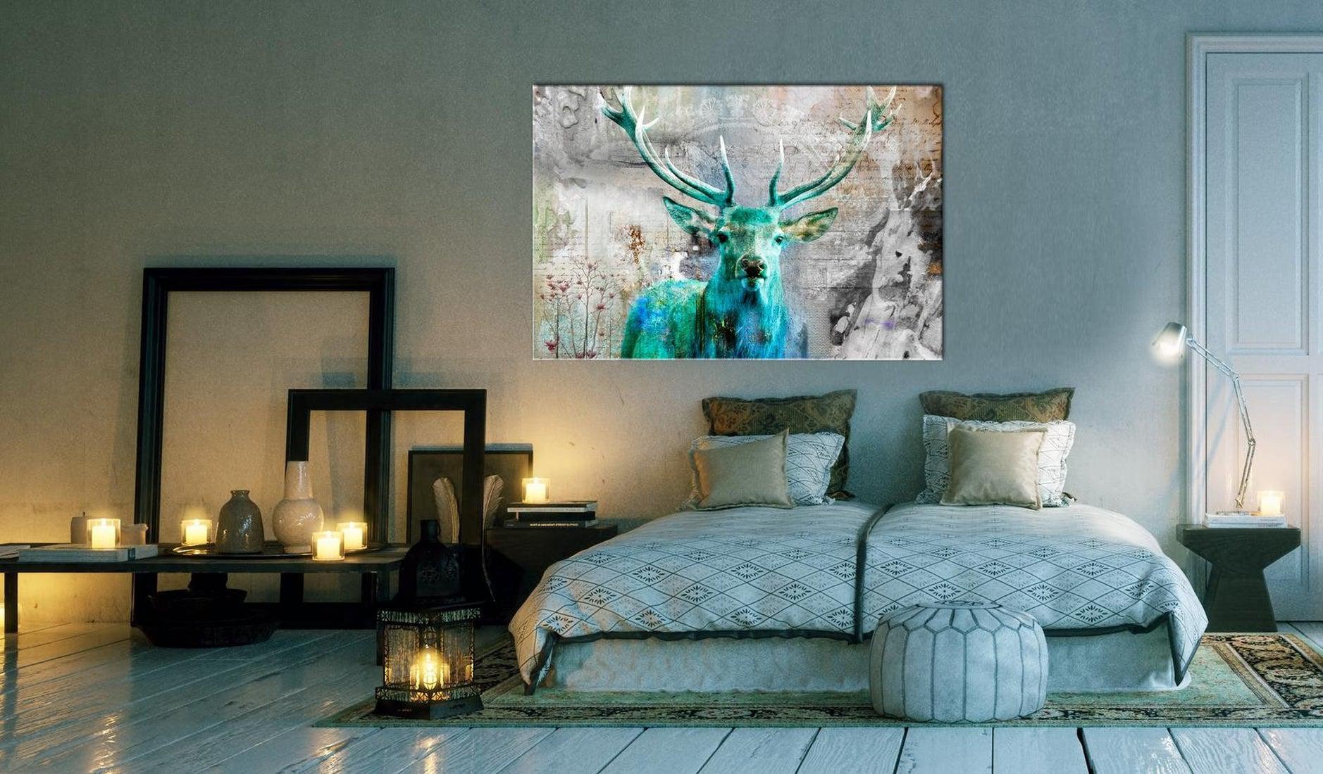 Stretched Canvas Animal Art - Green Deer