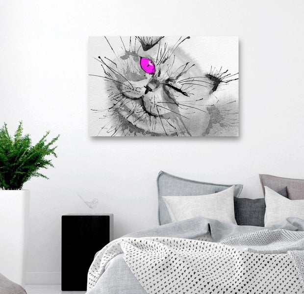 Stretched Canvas Animal Art - Happy Look Wide Pink