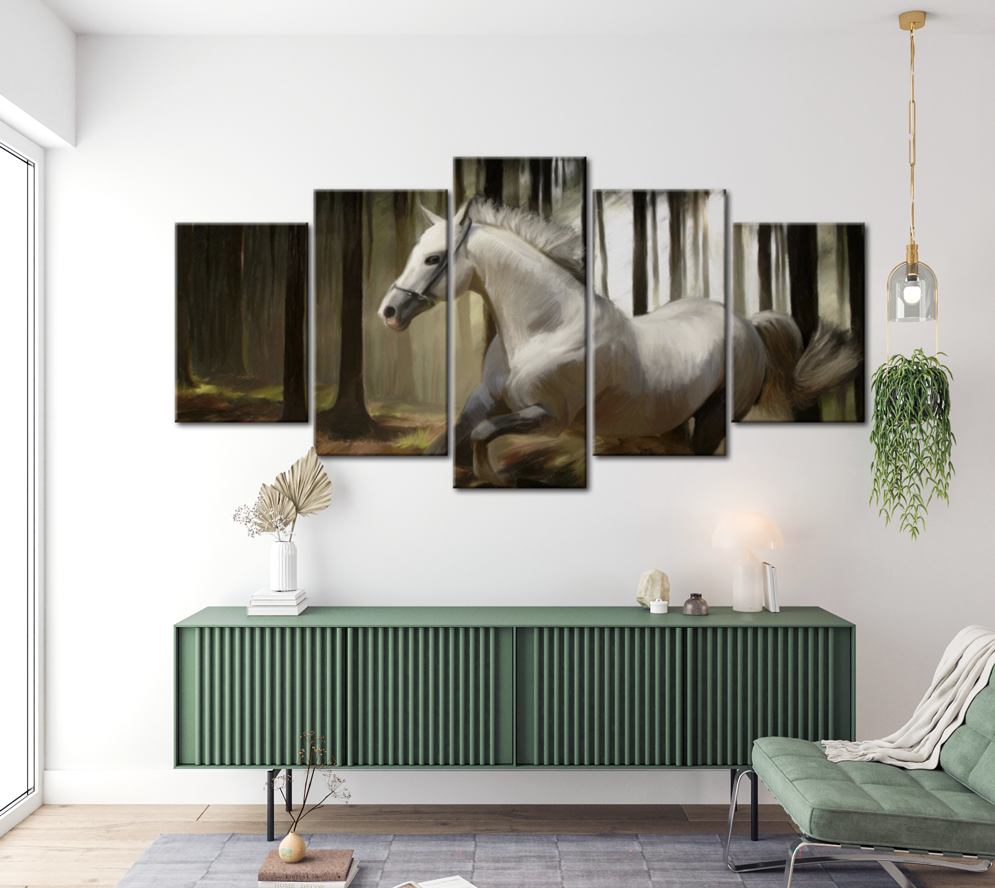 Animal Canvas Wall Art - Running Horse - 5 Pieces