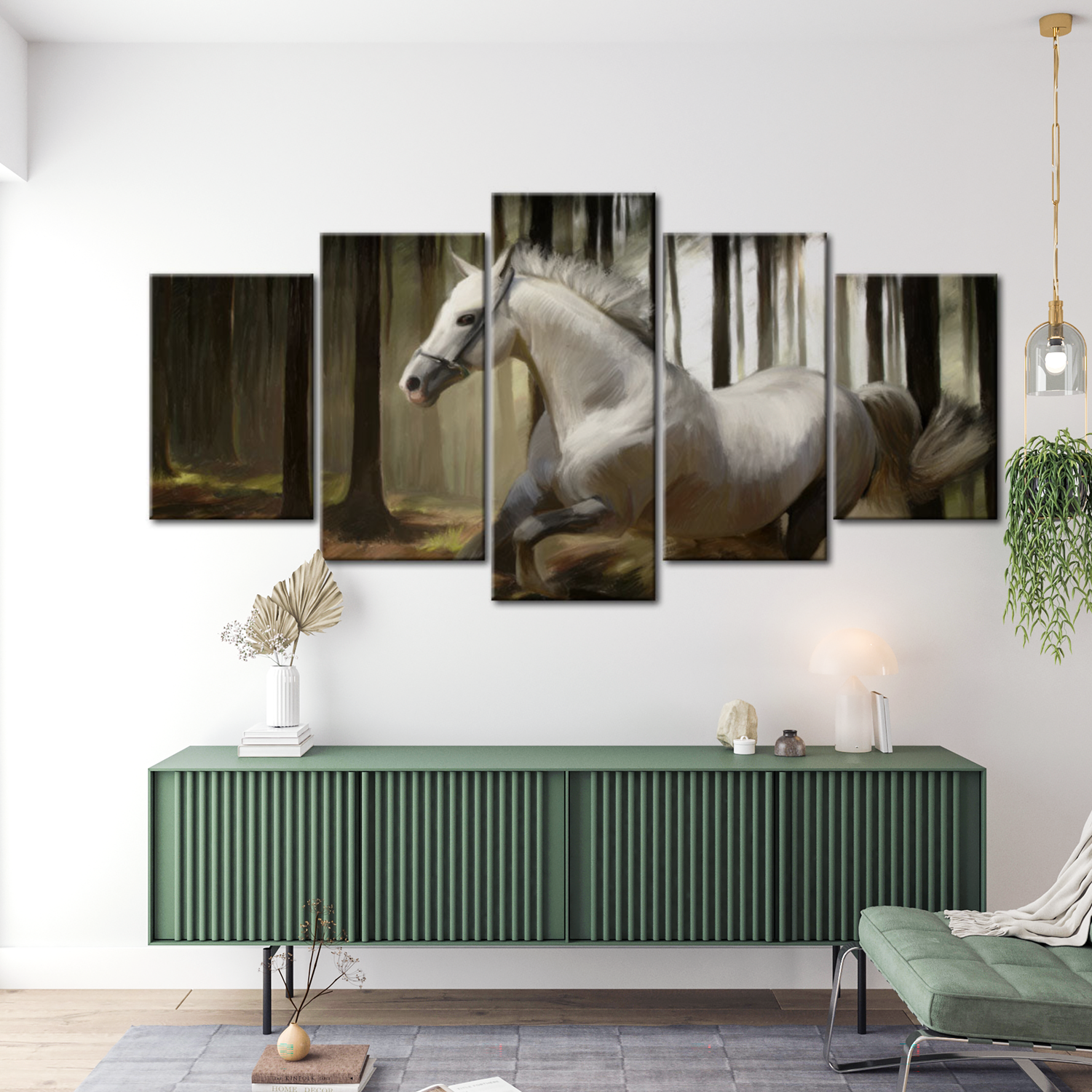 Animal Canvas Wall Art - Running Horse - 5 Pieces