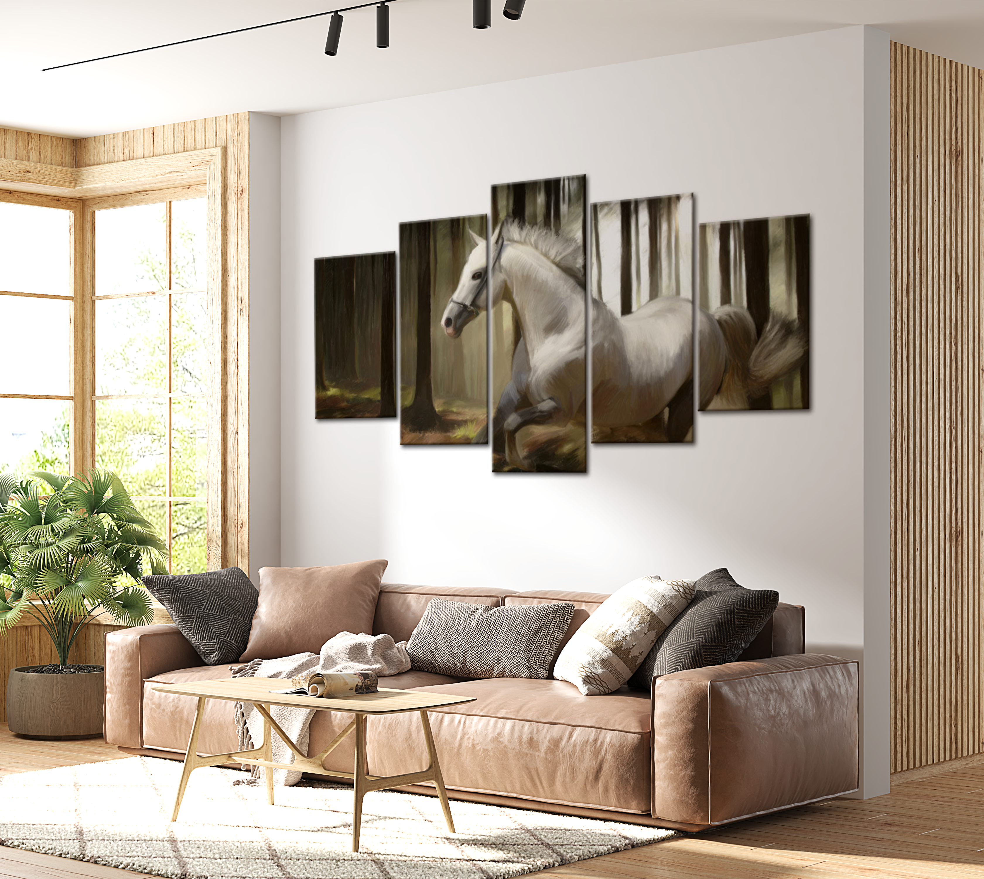 Animal Canvas Wall Art - Running Horse - 5 Pieces