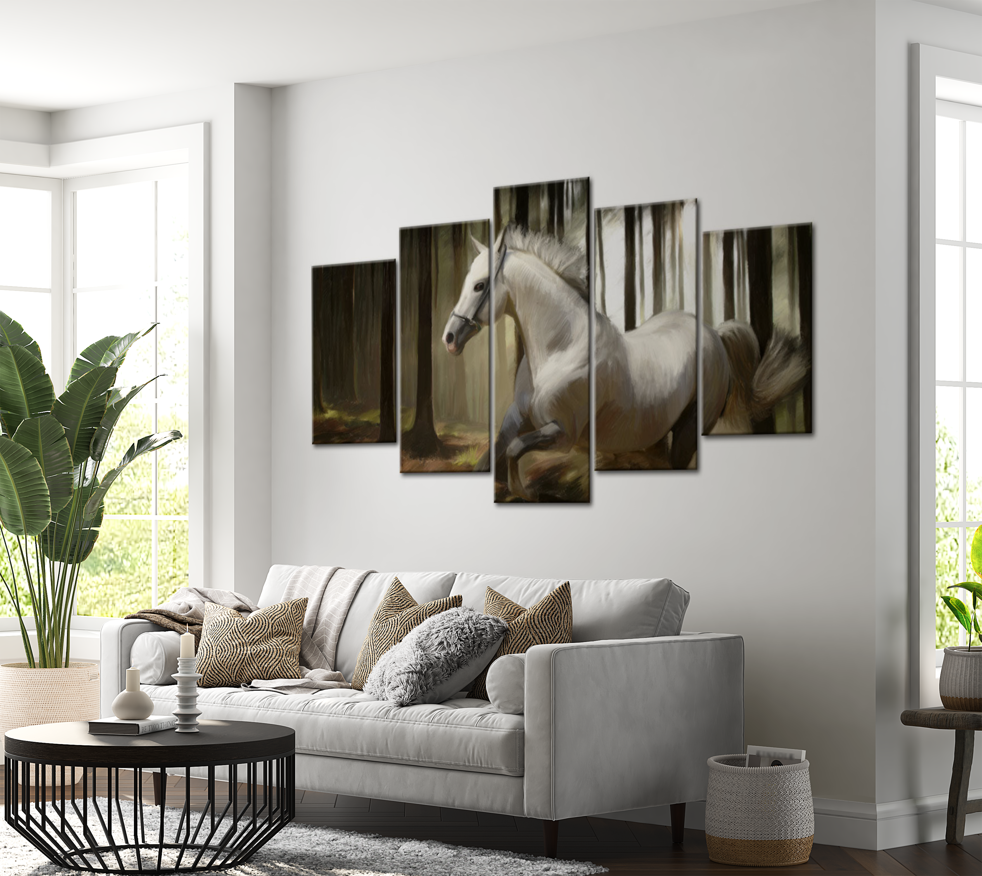 Animal Canvas Wall Art - Running Horse - 5 Pieces