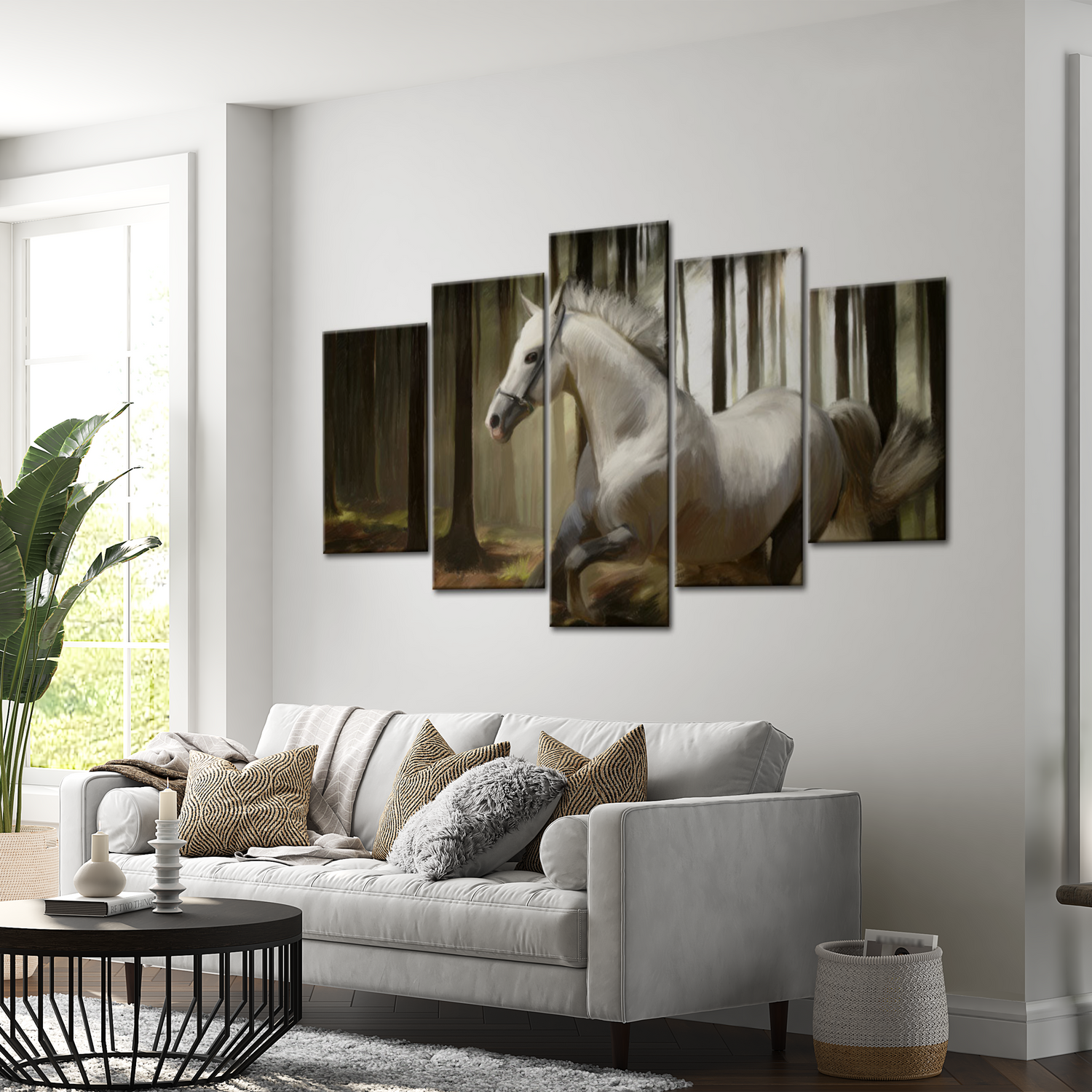 Animal Canvas Wall Art - Running Horse - 5 Pieces