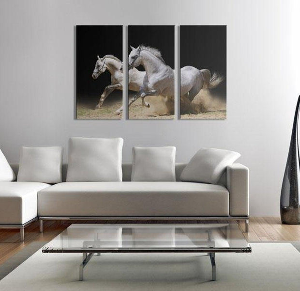 Stretched Canvas Animal Art - Horses- Power And Velocity