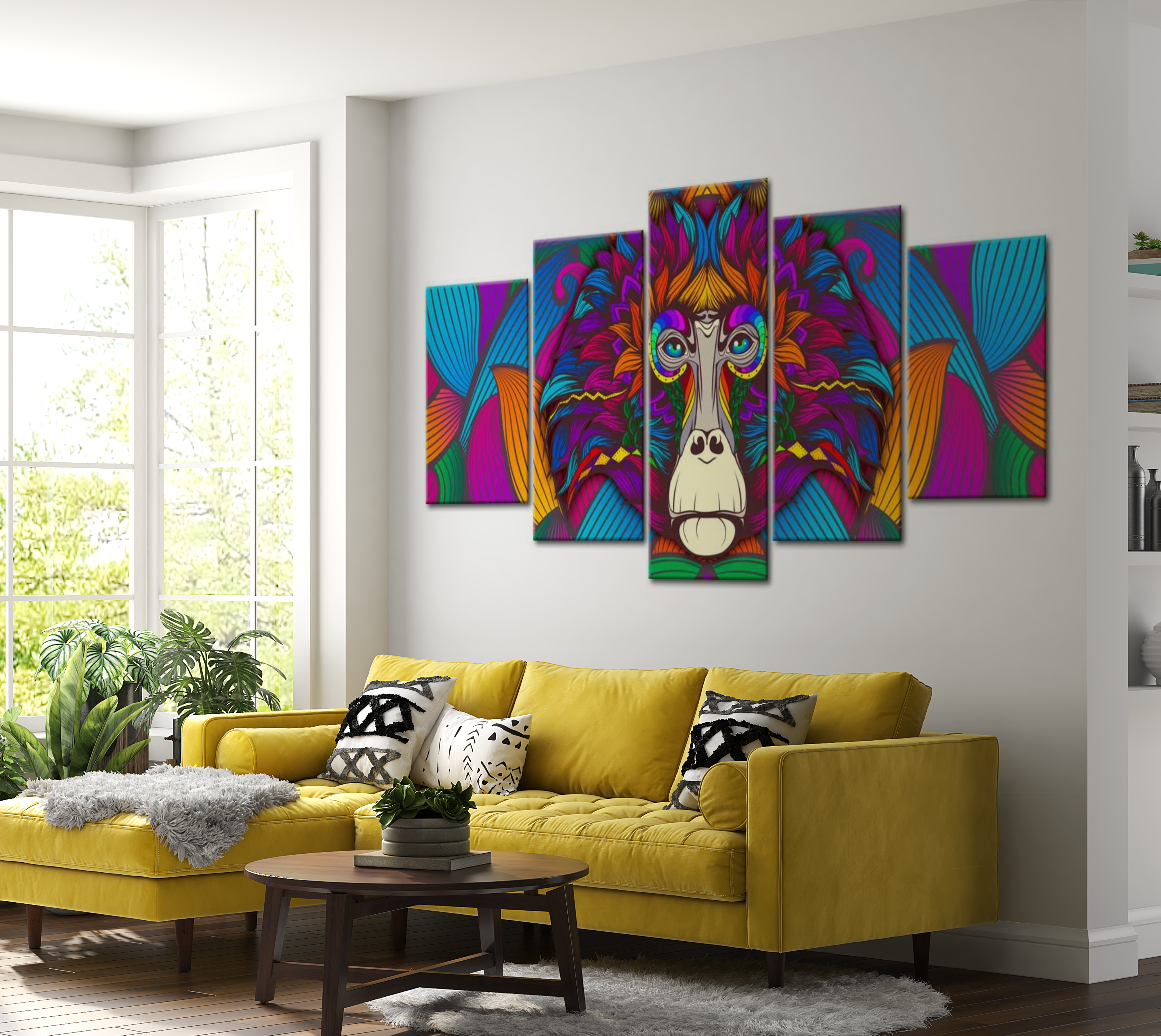 Animal Canvas Wall Art - Hypnosis Of Colours - 5 Pieces