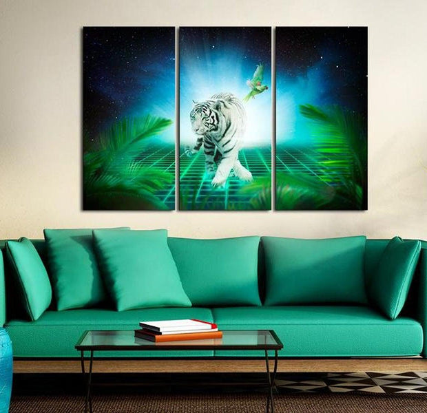Stretched Canvas Animal Art - Ice Tiger