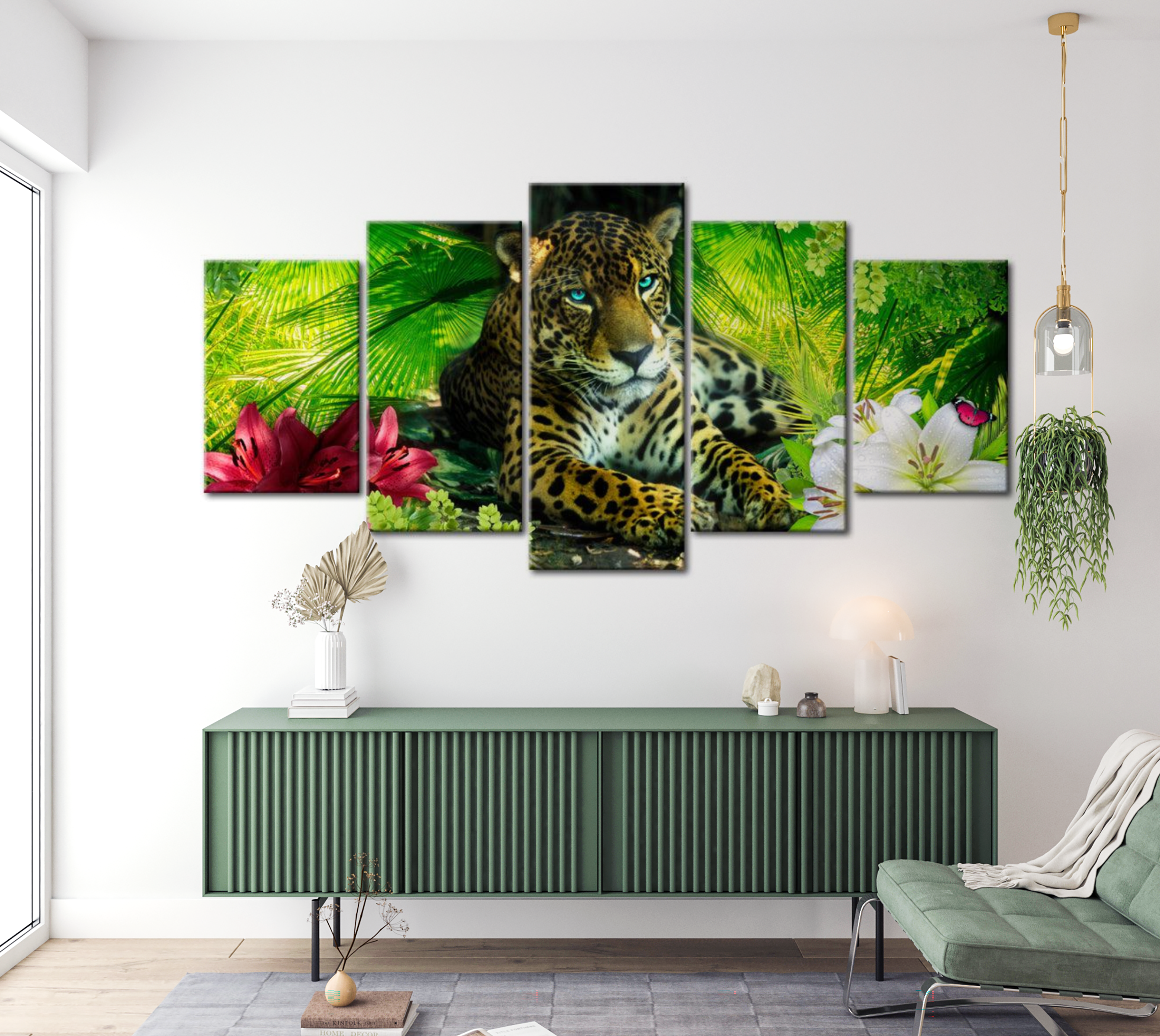 Animal Canvas Wall Art - Jaguar - 5 Pieces