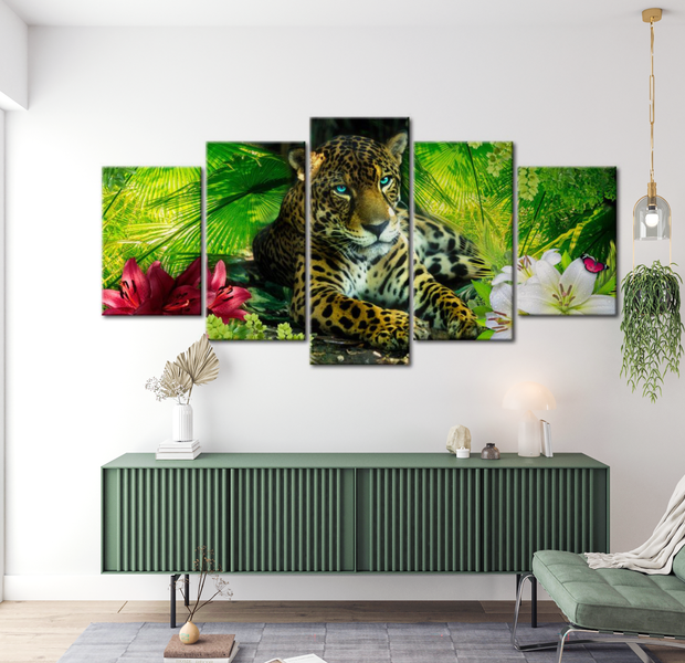 Animal Canvas Wall Art - Jaguar - 5 Pieces