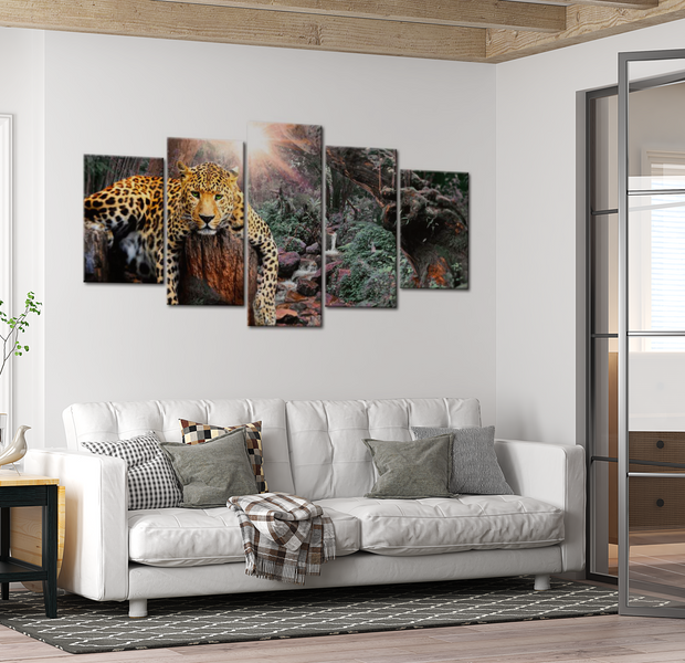 Animal Canvas Wall Art - Leopard Relaxation - 5 Pieces