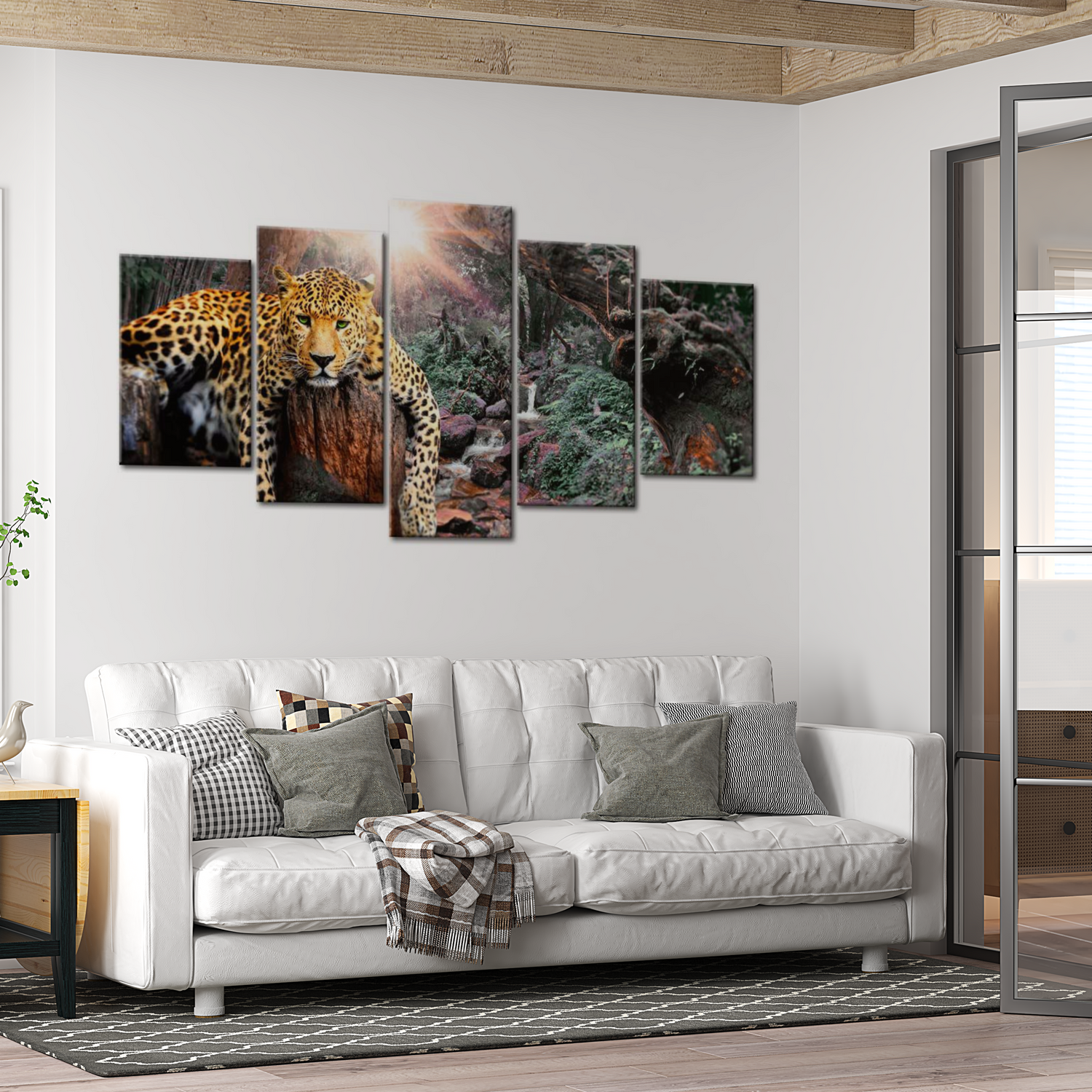Stretched Canvas Animal Art - Leopard Relaxation 40"Wx20"H