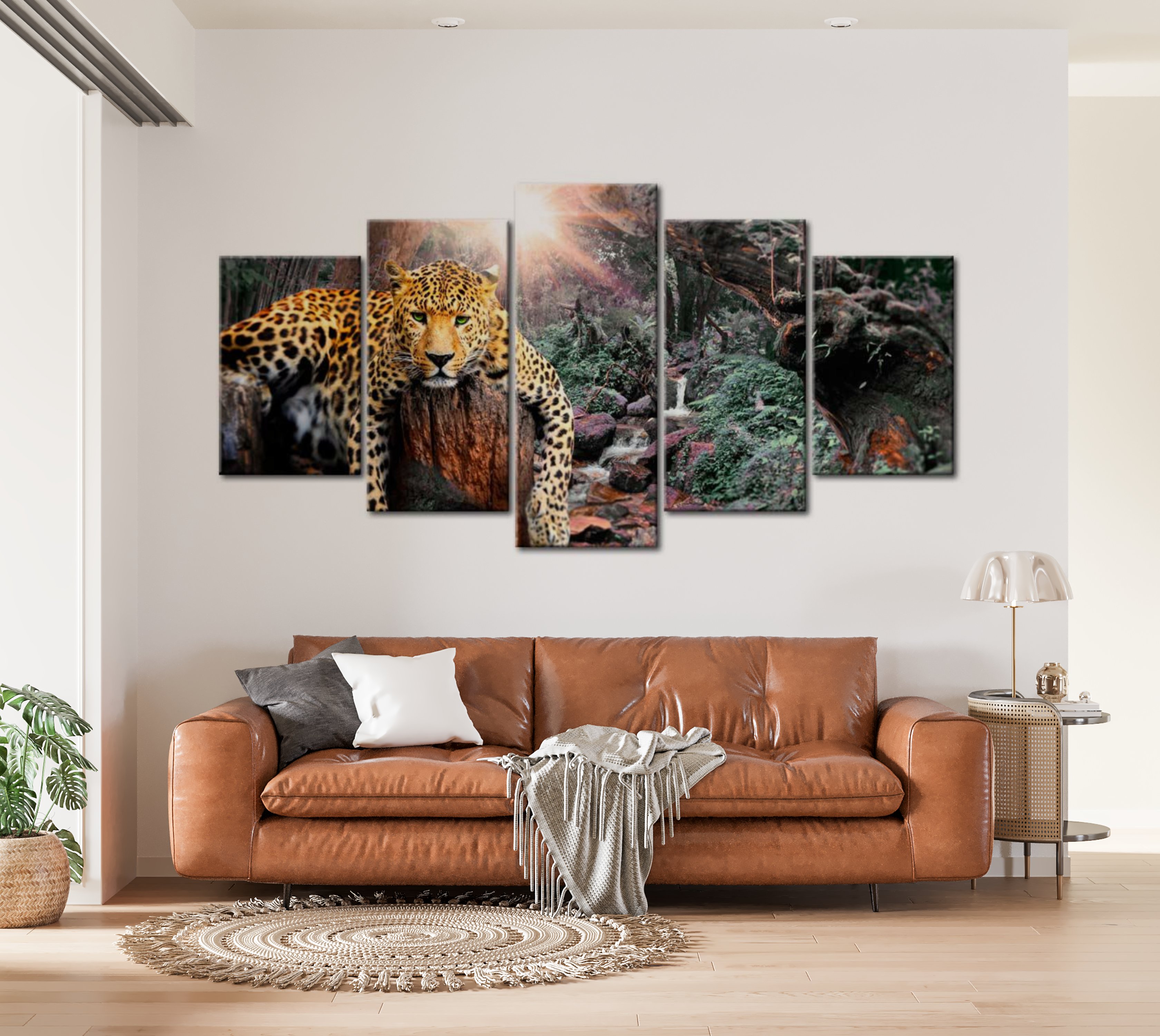 Stretched Canvas Animal Art - Leopard Relaxation 40"Wx20"H