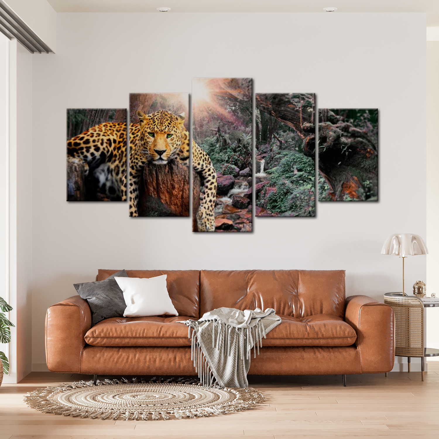 Stretched Canvas Animal Art - Leopard Relaxation 40"Wx20"H