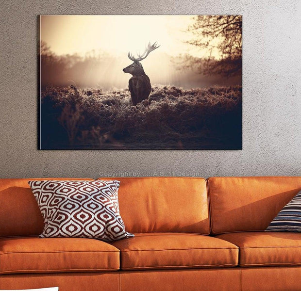 Stretched Canvas Animal Art - Lurking Deer