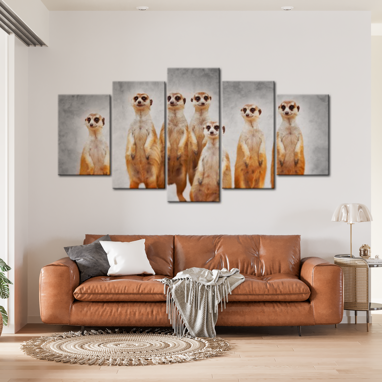 Stretched Canvas Animal Art - Meerkats 40"Wx20"H