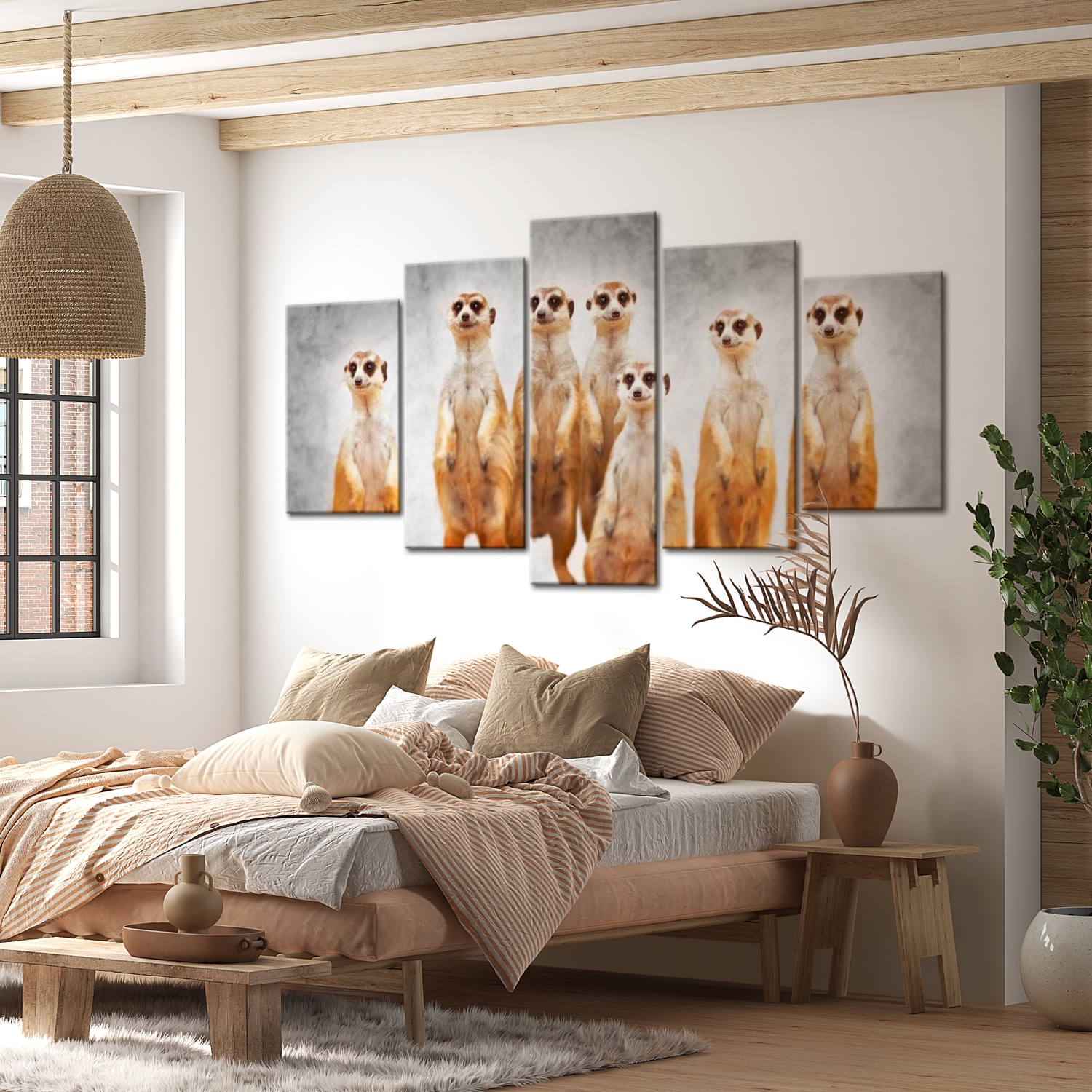 Stretched Canvas Animal Art - Meerkats 40"Wx20"H