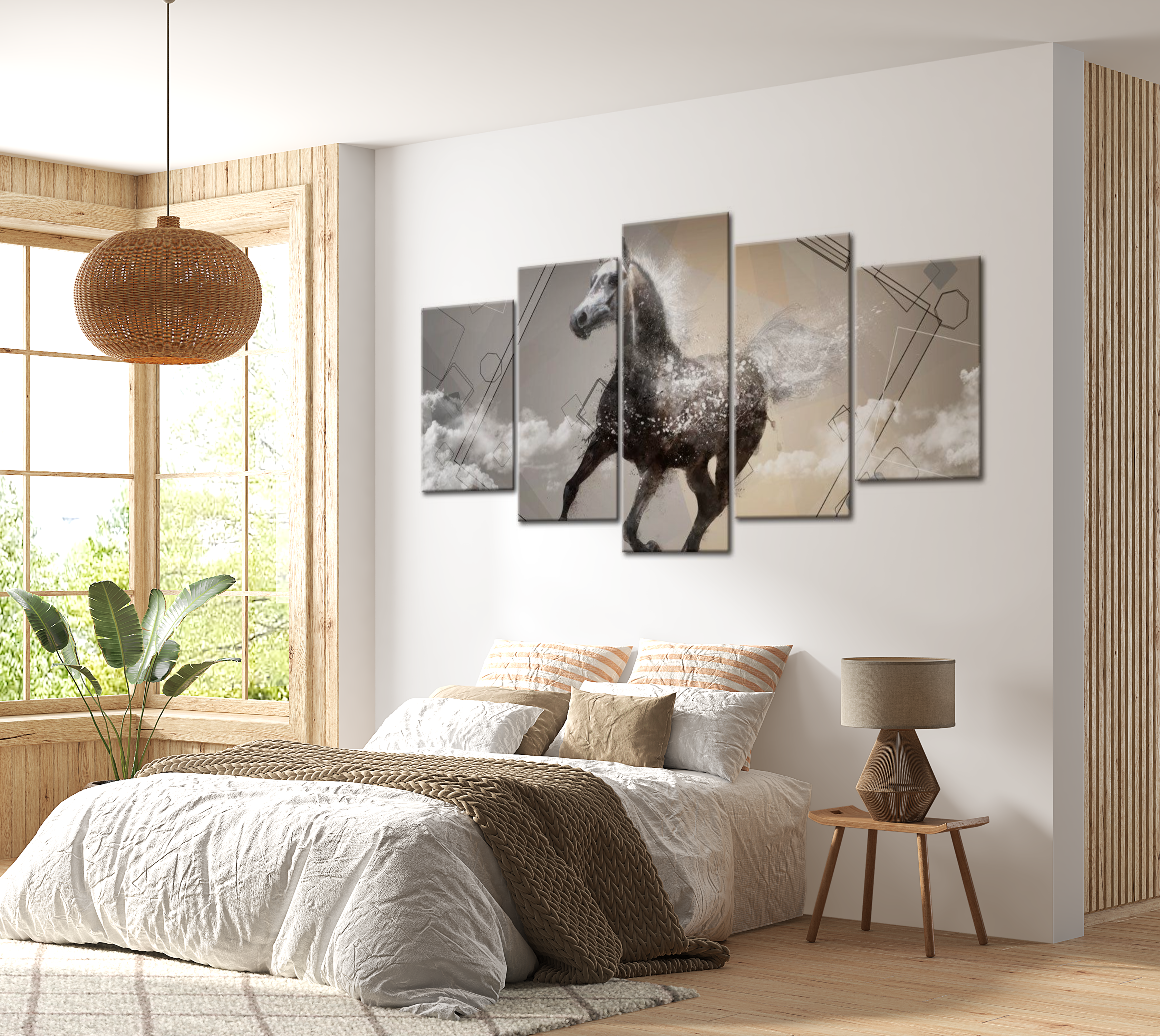 Animal Canvas Wall Art - Modern Horse - 5 Pieces