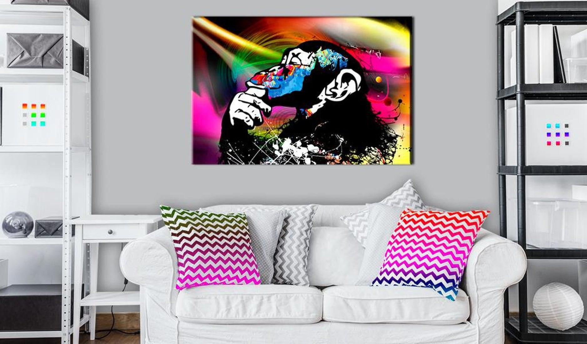 Stretched Canvas Animal Art - Monkey Disco