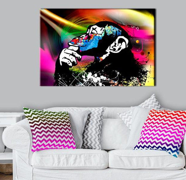 Stretched Canvas Animal Art - Monkey Disco