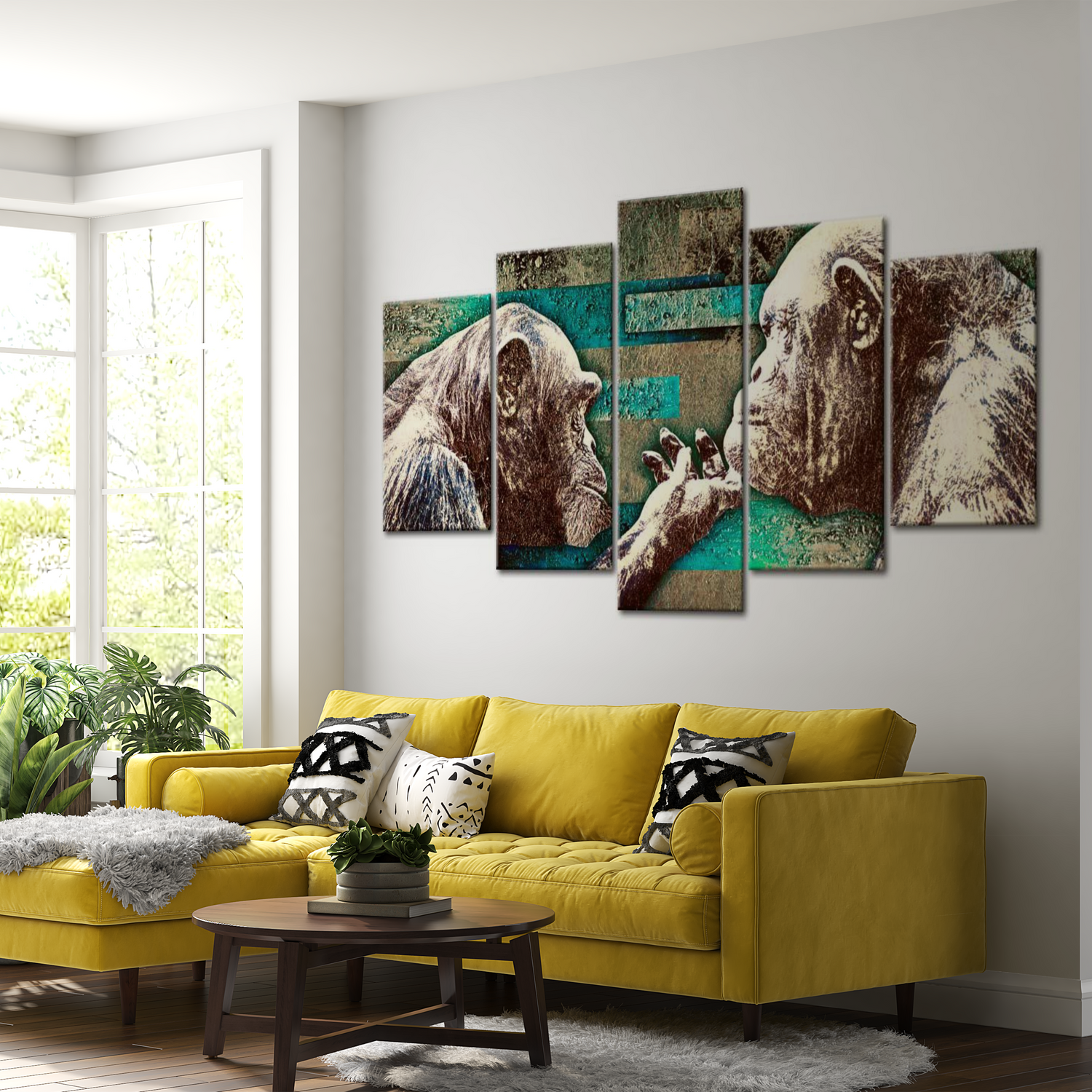 Stretched Canvas Animal Art - Learning Of Tenderness 40"Wx20"H