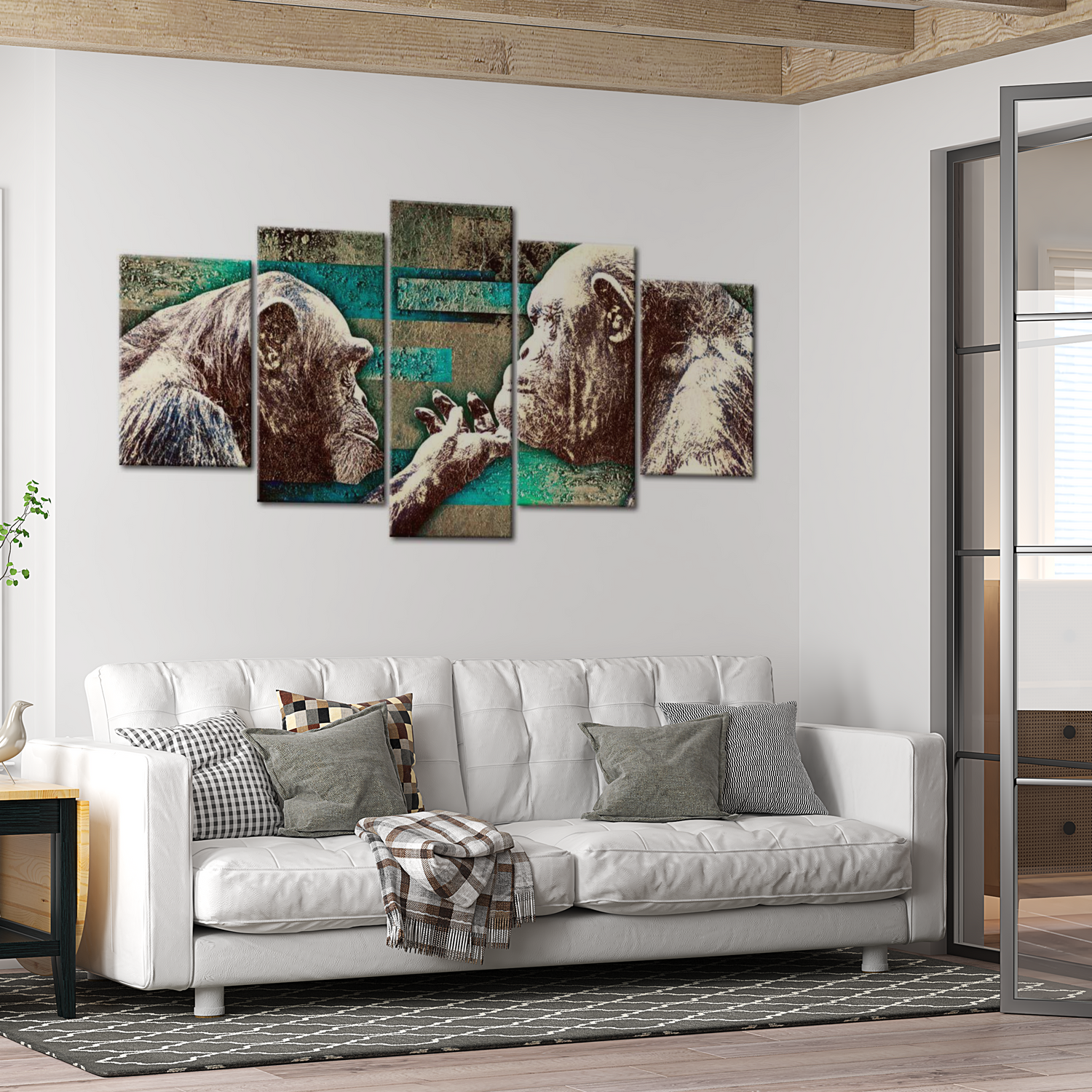 Stretched Canvas Animal Art - Learning Of Tenderness 40"Wx20"H