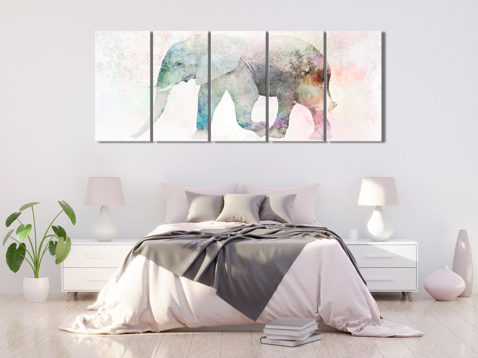 Stretched Canvas Animal Art - Painted Elephant Narrow