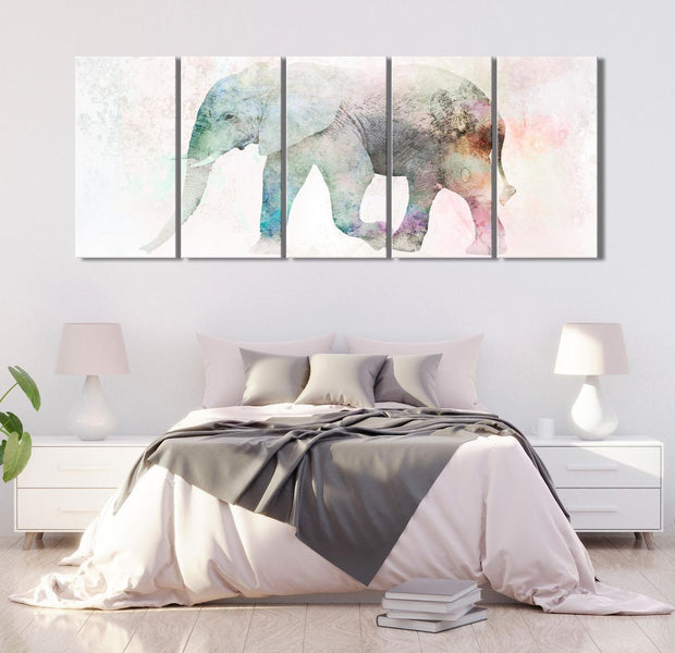 Stretched Canvas Animal Art - Painted Elephant Narrow