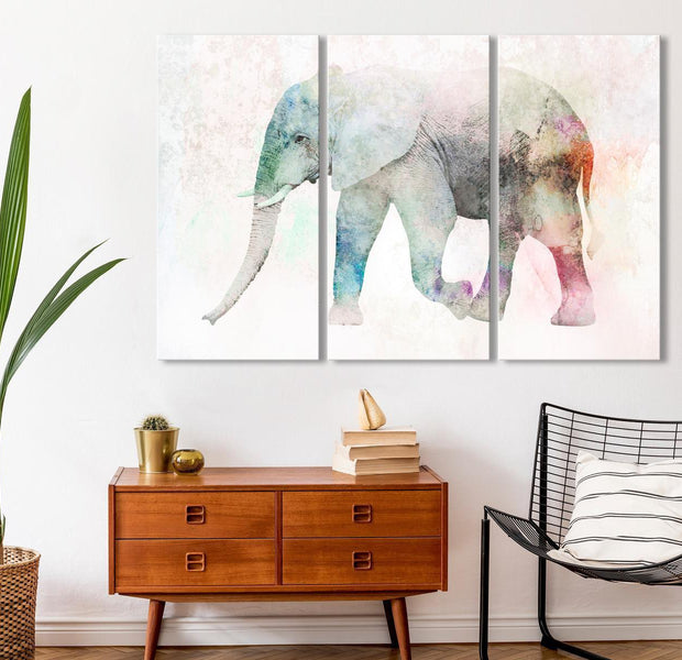 Stretched Canvas Animal Art - Painted Elephant