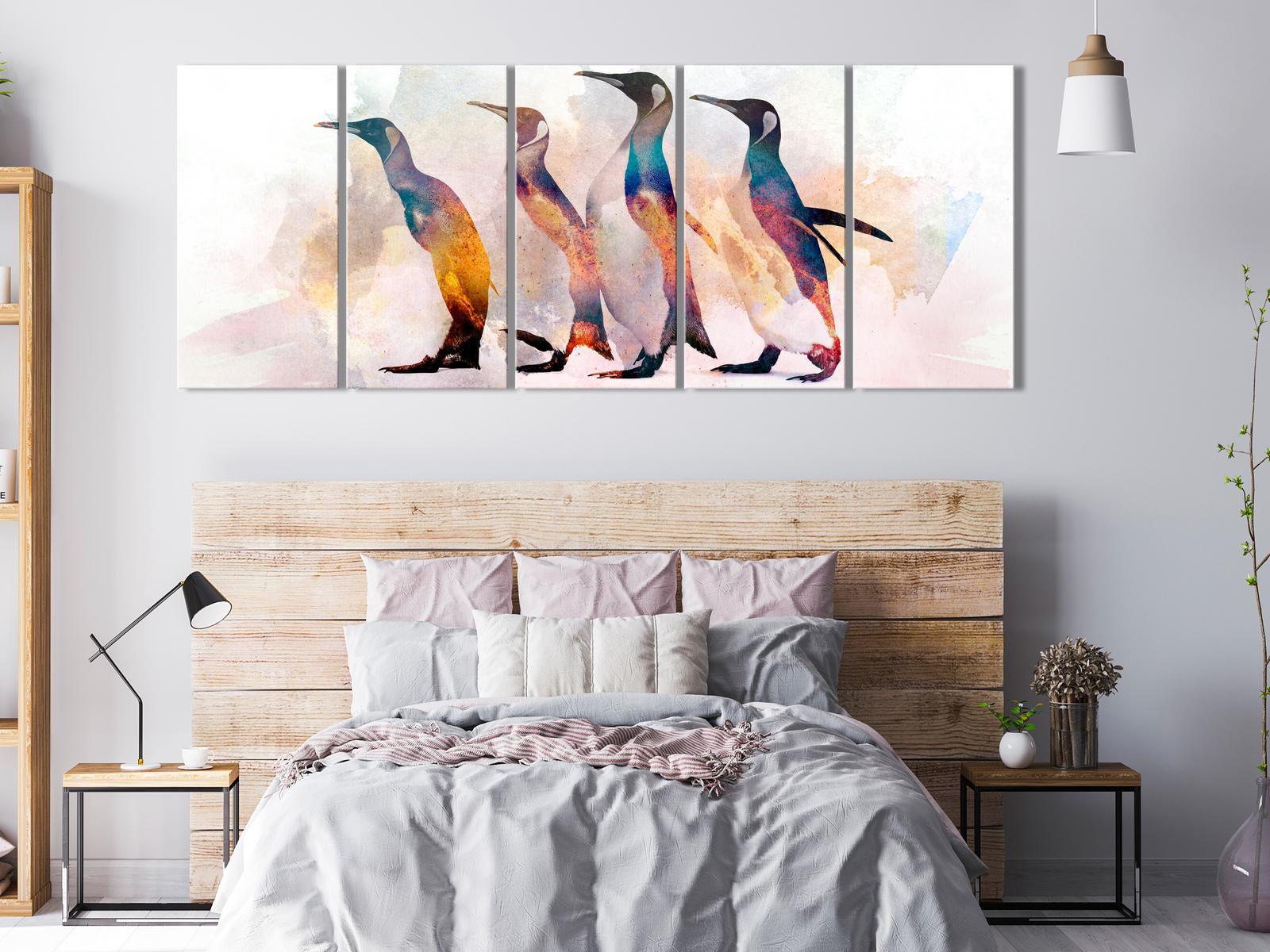 Stretched Canvas Animal Art - Penguin Wandering Narrow