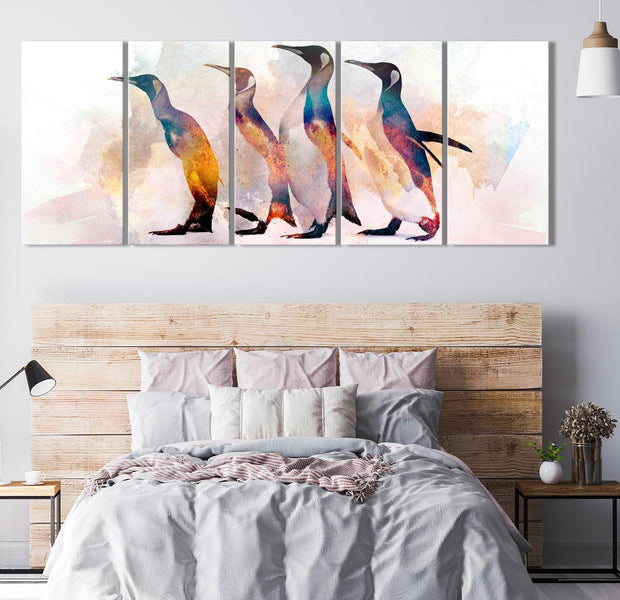 Stretched Canvas Animal Art - Penguin Wandering Narrow