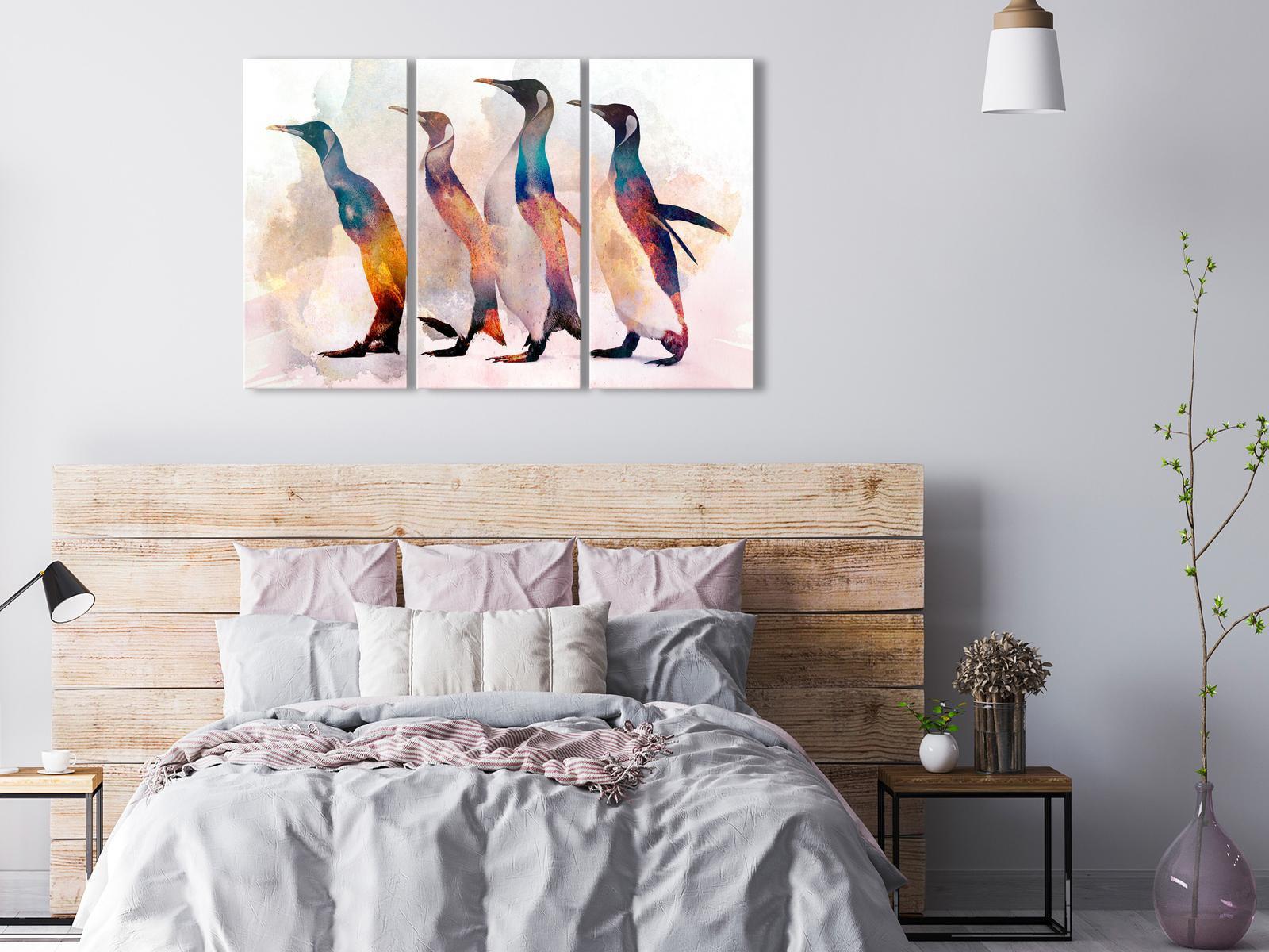 Stretched Canvas Animal Art - Penguin Wandering