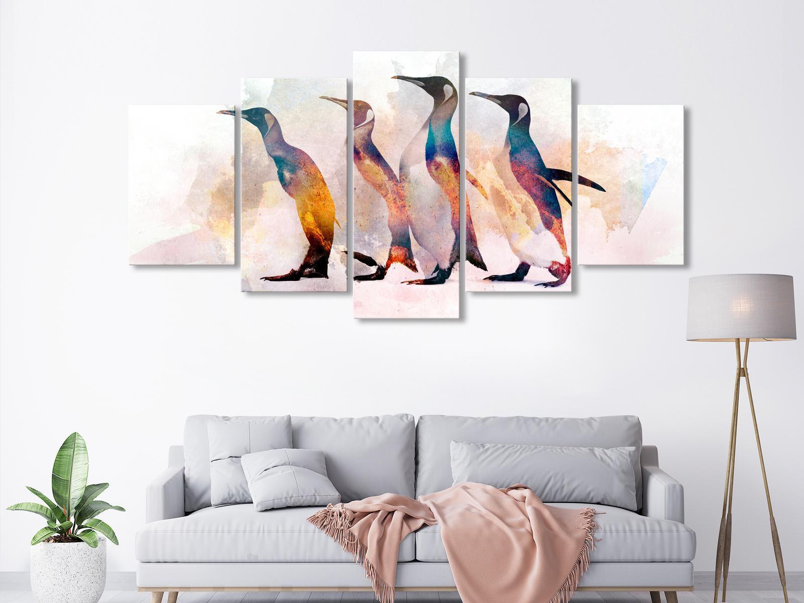 Stretched Canvas Animal Art - Penguin Wandering Wide