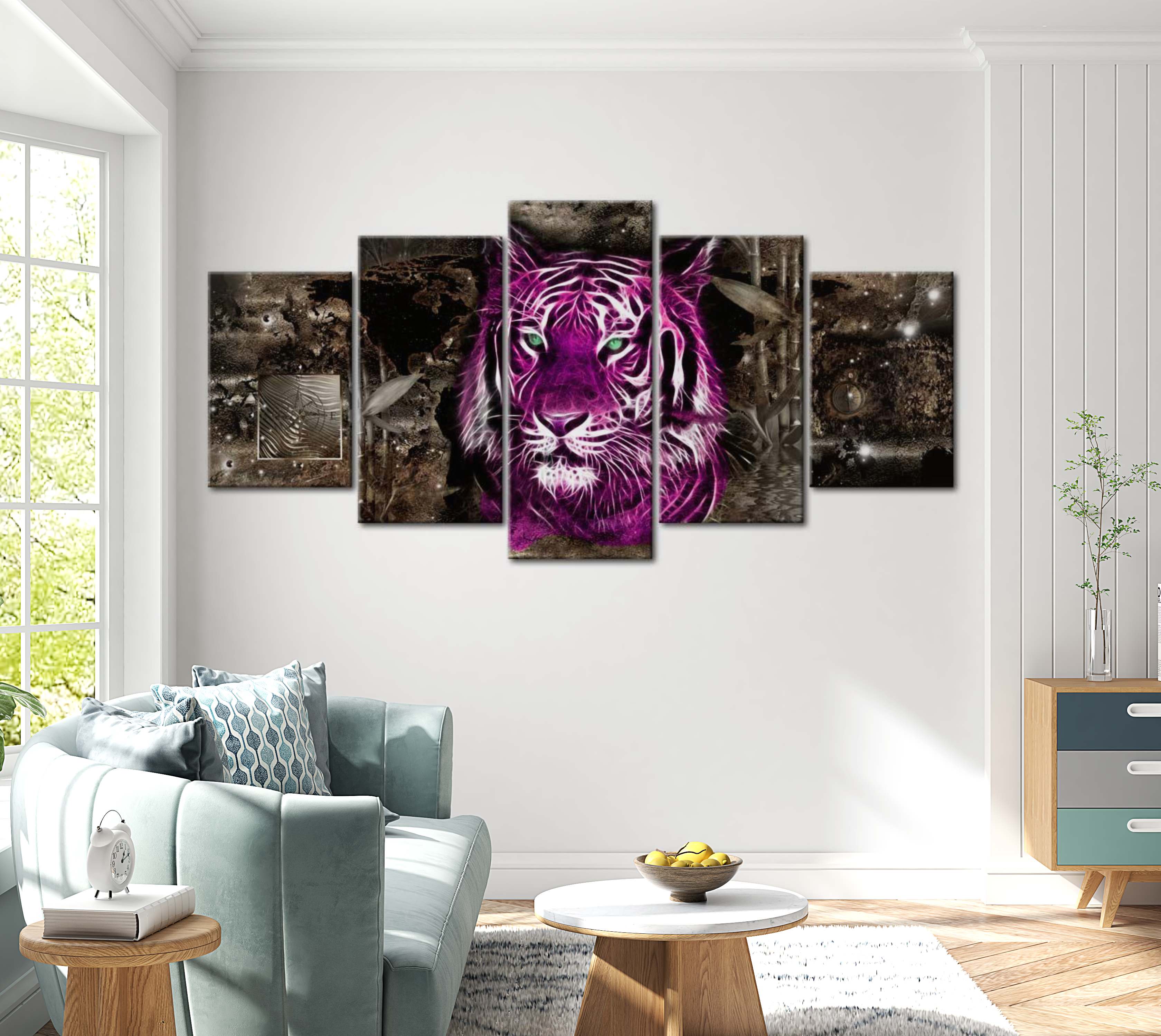 Animal Canvas Wall Art - Purple King - 5 Pieces