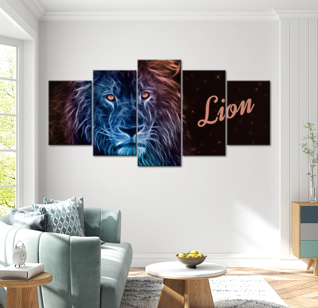 Animal Canvas Wall Art - Royal Flames - 5 Pieces