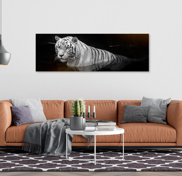 Stretched Canvas Animal Art - Shining Tiger Orange Narrow
