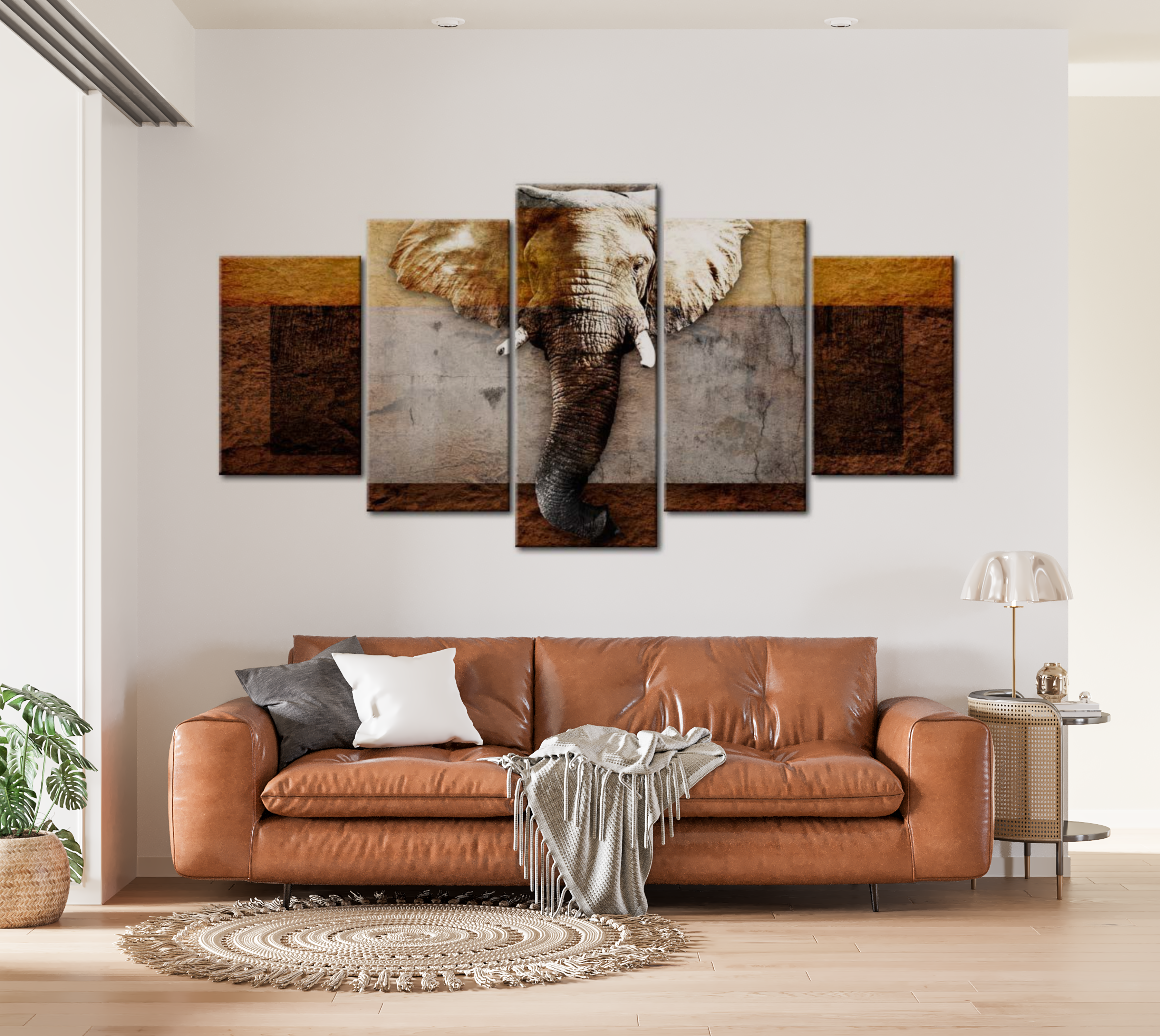 Animal Canvas Wall Art - Strength Of Africa - 5 Pieces