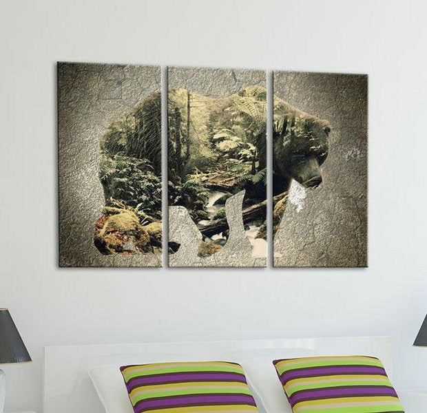 Stretched Canvas Animal Art - The Bear In The Forest