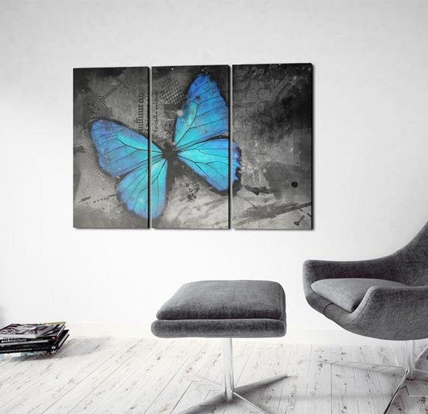Stretched Canvas Animal Art - The Study Of Butterfly - Triptych