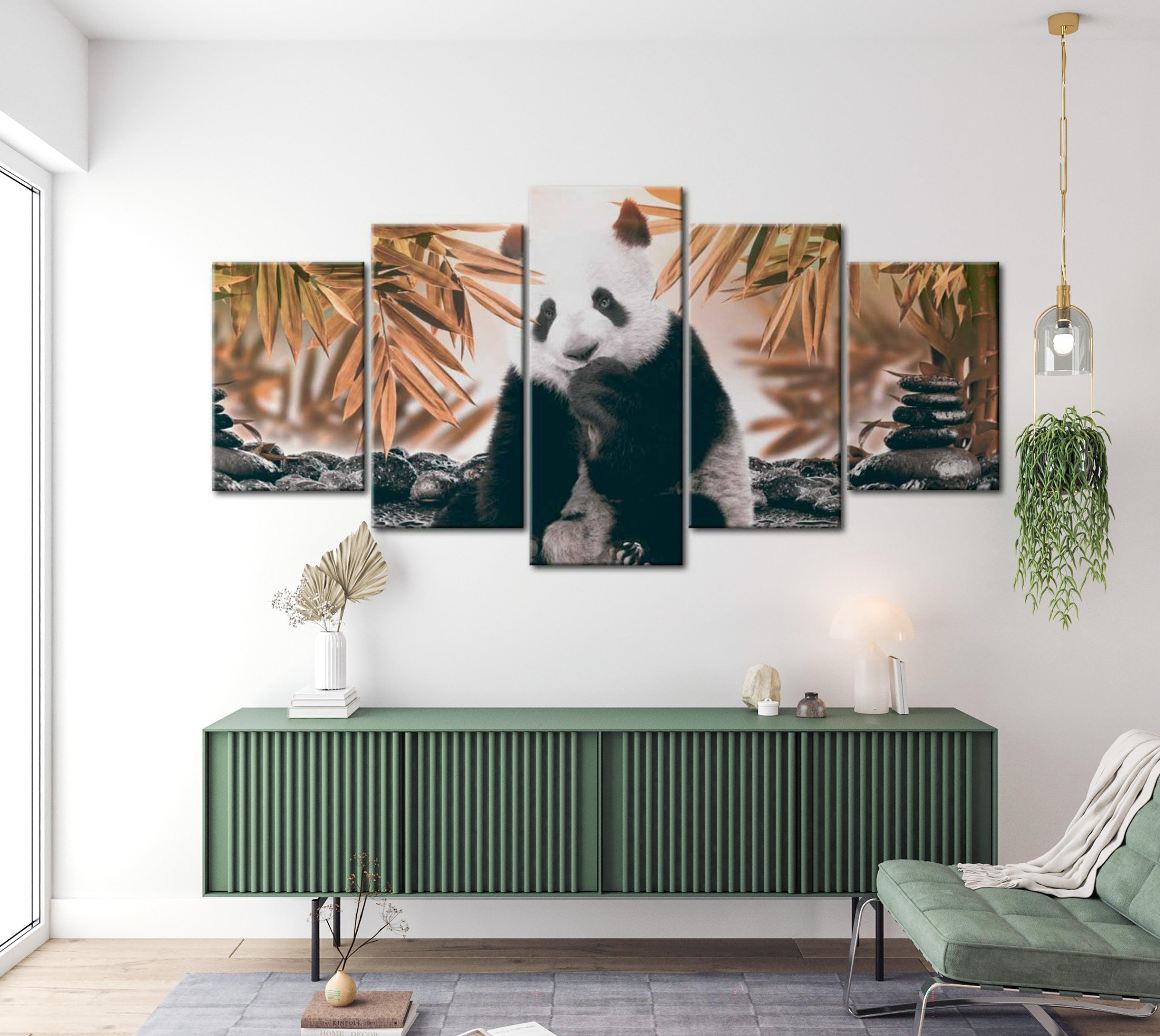 Animal Canvas Wall Art - Thoughtful Panda - 5 Pieces