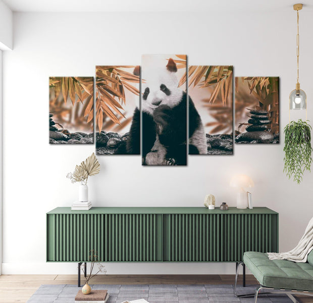 Animal Canvas Wall Art - Thoughtful Panda - 5 Pieces