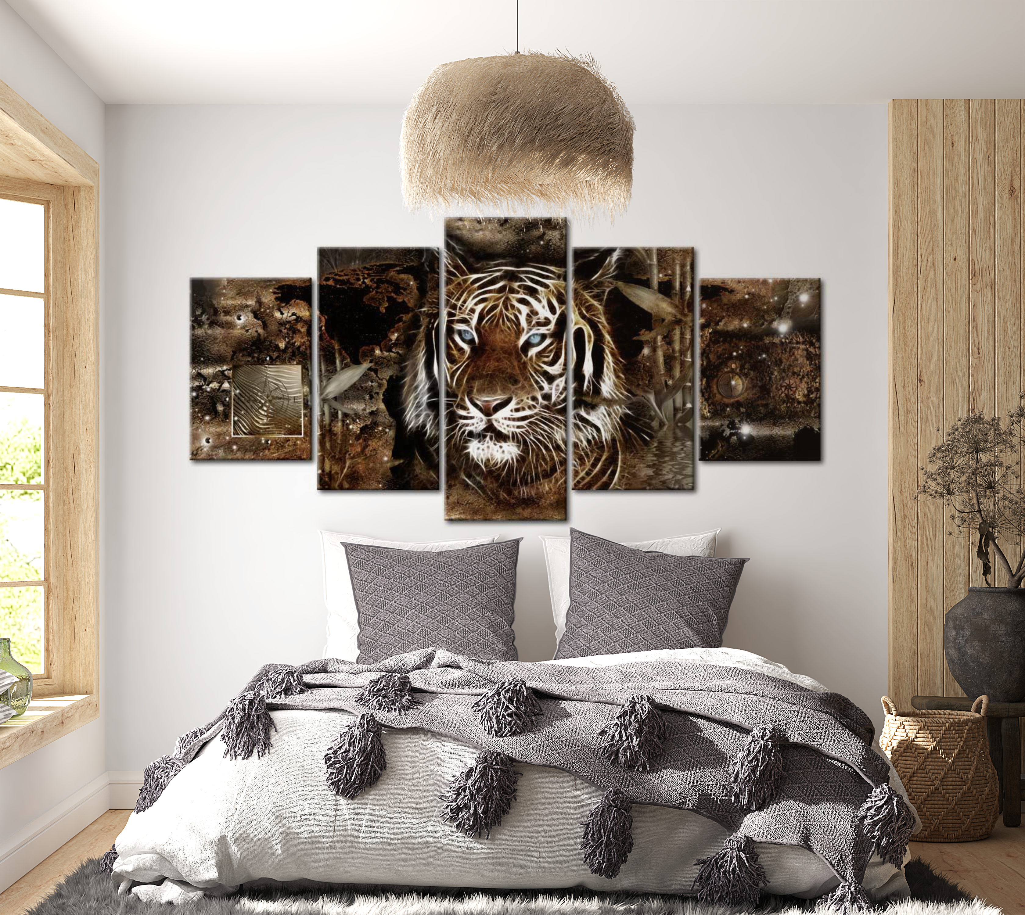 Animal Canvas Wall Art - Tiger Collage - 5 Pieces