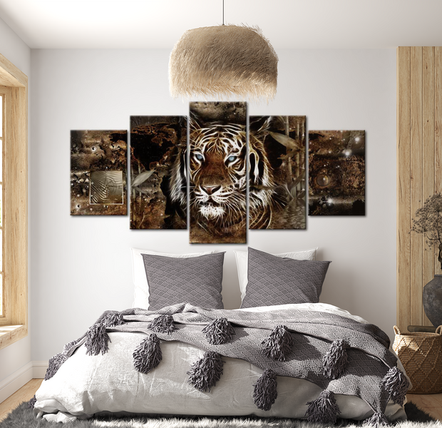 Animal Canvas Wall Art - Tiger Collage - 5 Pieces