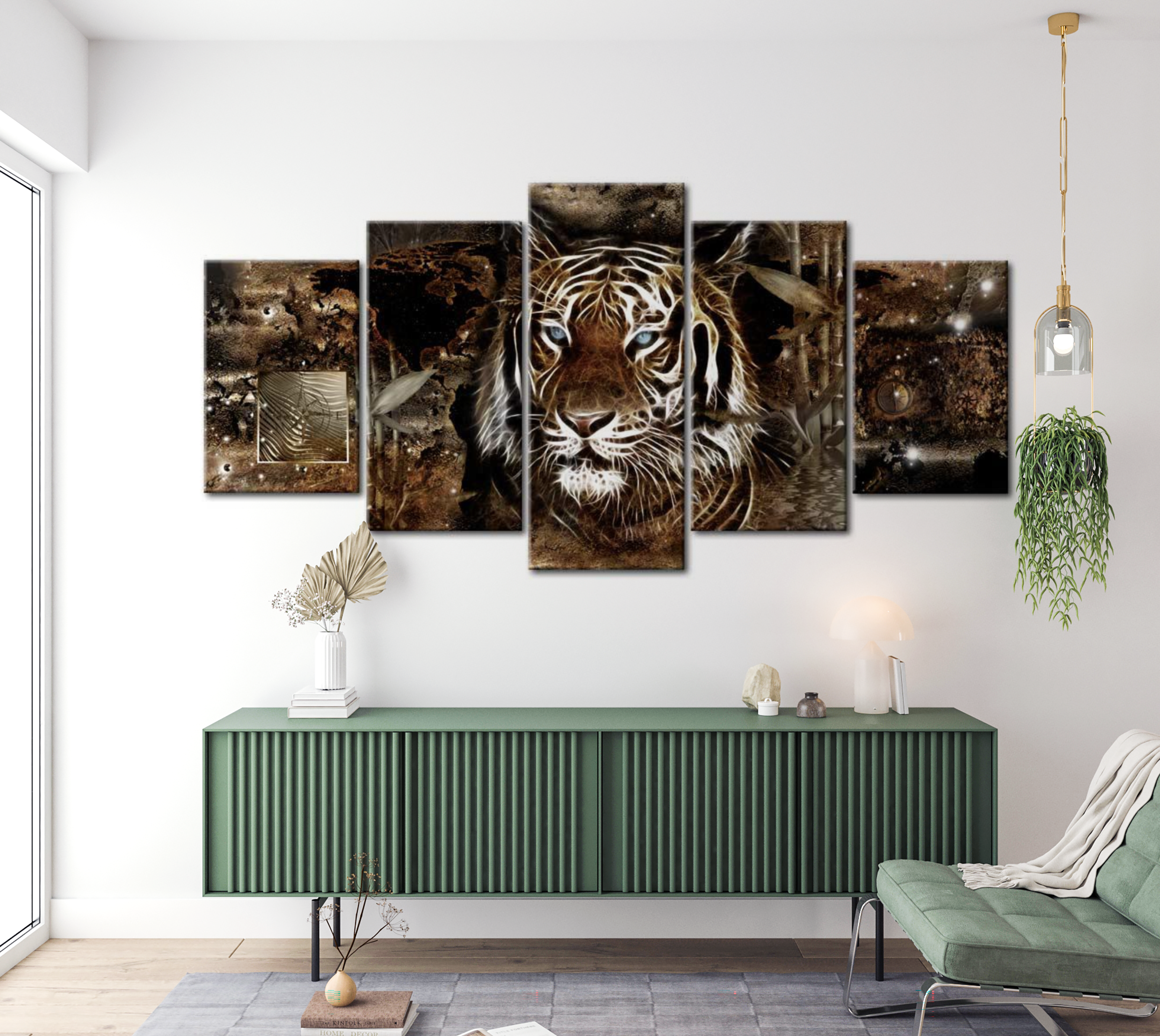 Stretched Canvas Animal Art - Tiger Collage 40"Wx20"H