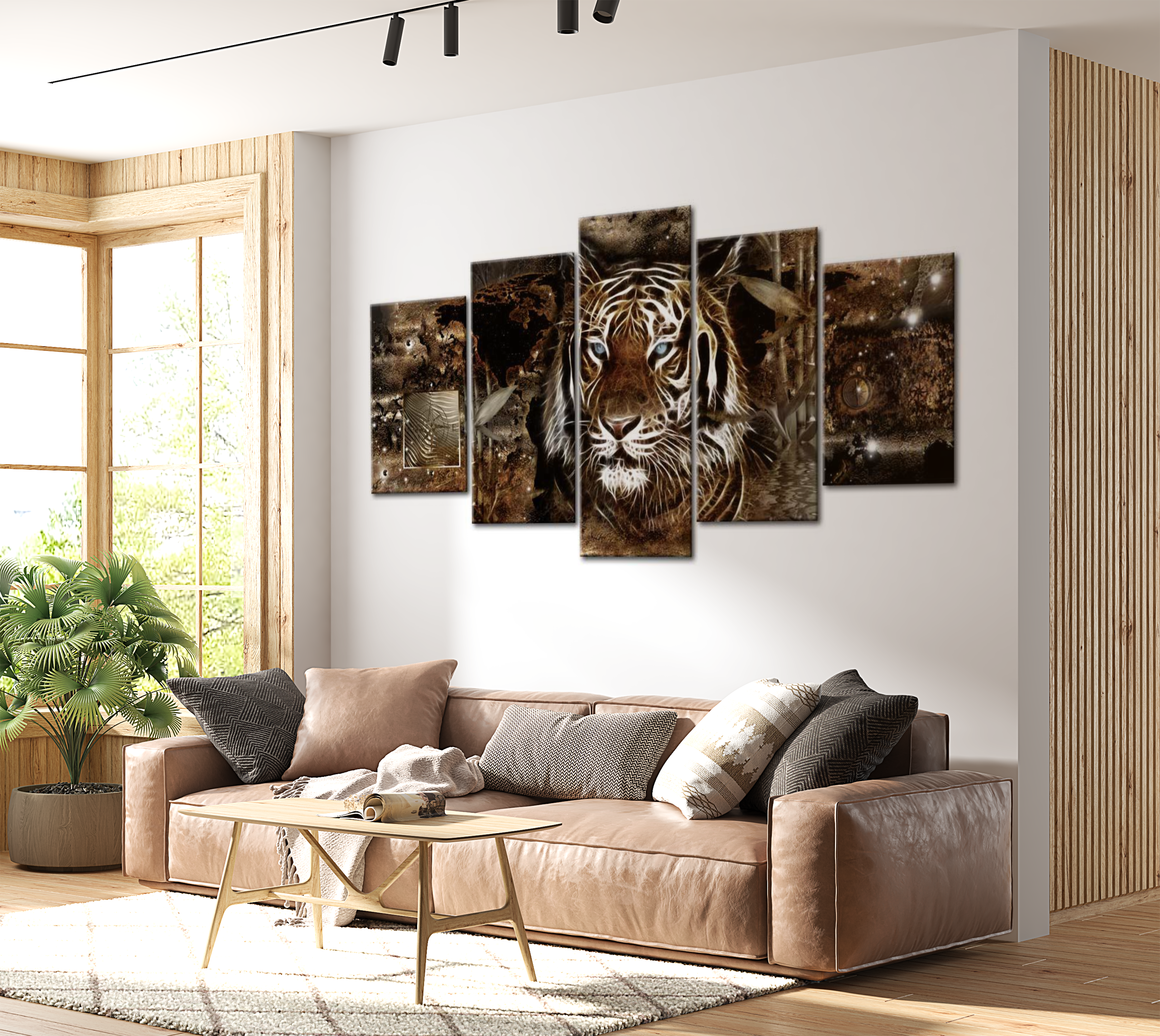 Stretched Canvas Animal Art - Tiger Collage 40"Wx20"H