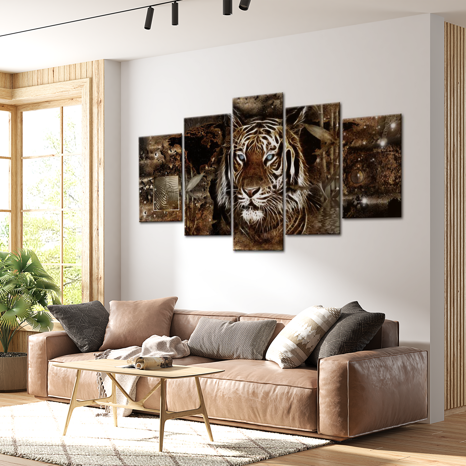 Stretched Canvas Animal Art - Tiger Collage 40"Wx20"H