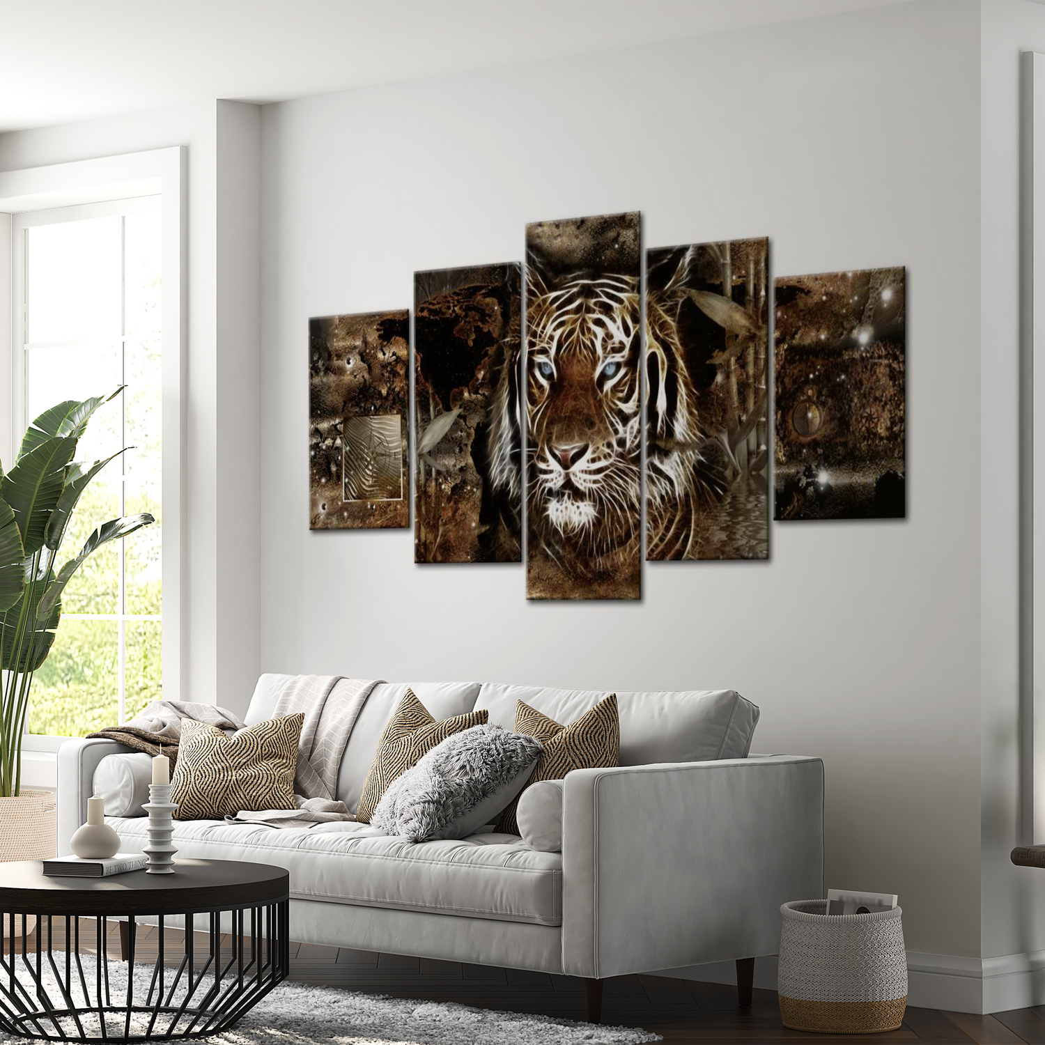 Stretched Canvas Animal Art - Tiger Collage 40"Wx20"H