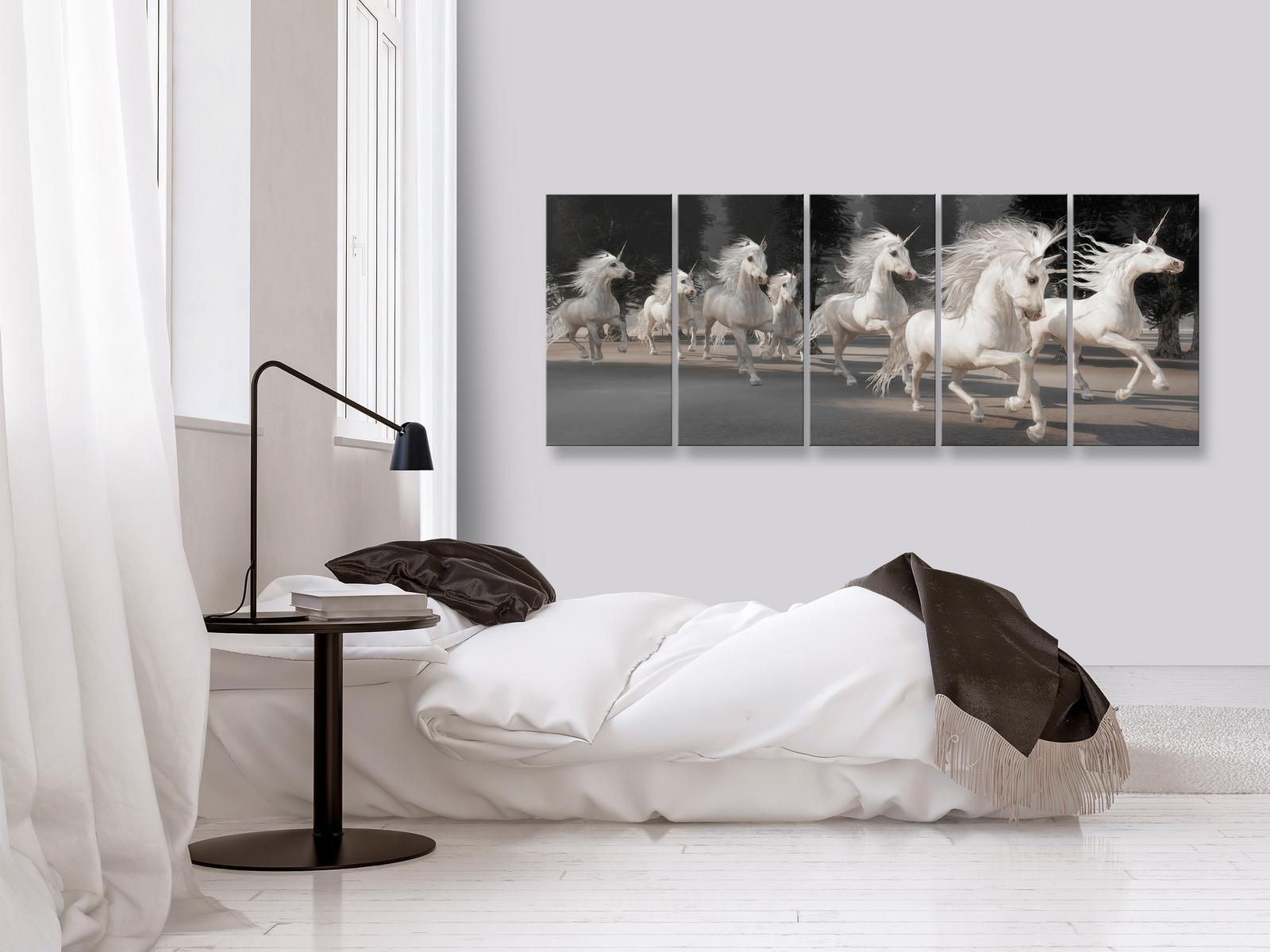 Stretched Canvas Animal Art - Unicorns Run Narrow