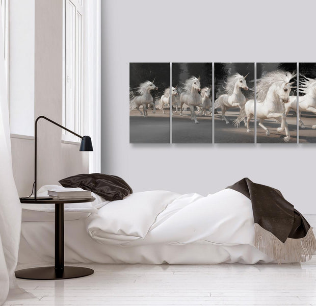 Stretched Canvas Animal Art - Unicorns Run Narrow