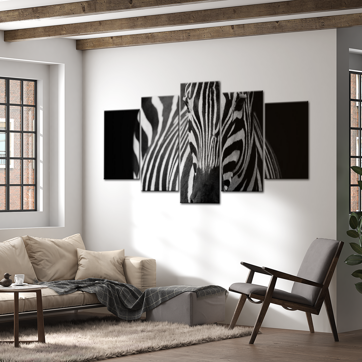 Stretched Canvas Animal Art - Zebra Look 40"Wx20"H