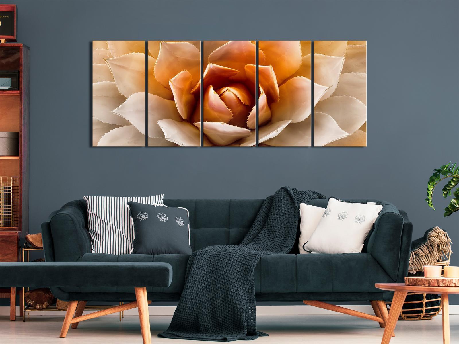 Stretched Canvas Floral Art - Agave Narrow Orange