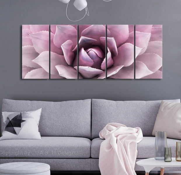 Stretched Canvas Floral Art - Agave Narrow Pink